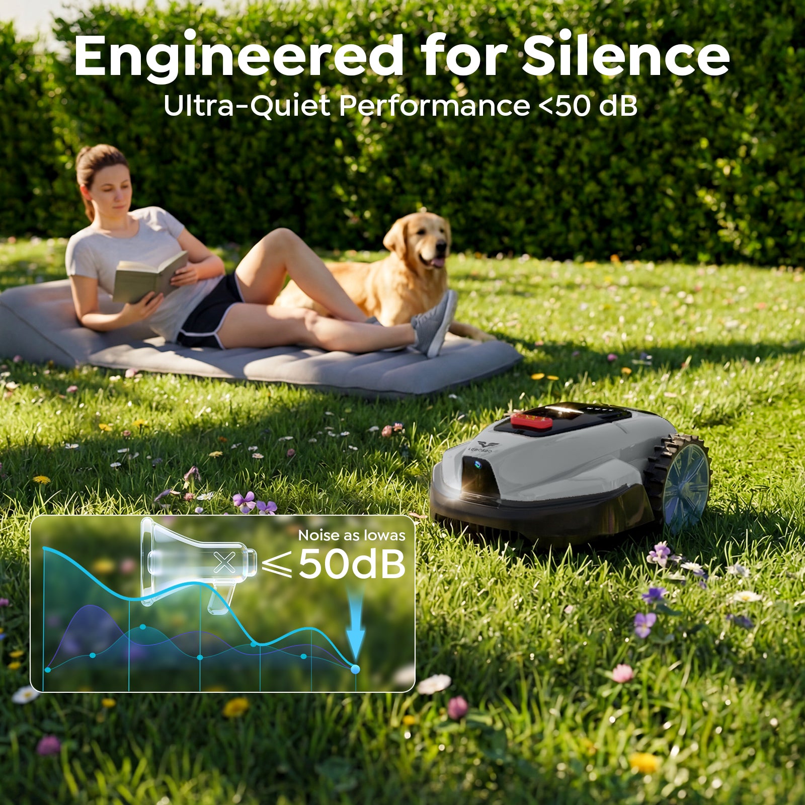 LEBOSBO V3 Robotic Lawn Mower, AI Vision Recognition Robot Lawn Mower with APP Control, Low-Noise Operation, Adjustable Cutting Height, No-Go Zones, for Small Lawns Up to 1600 Sq.Ft.