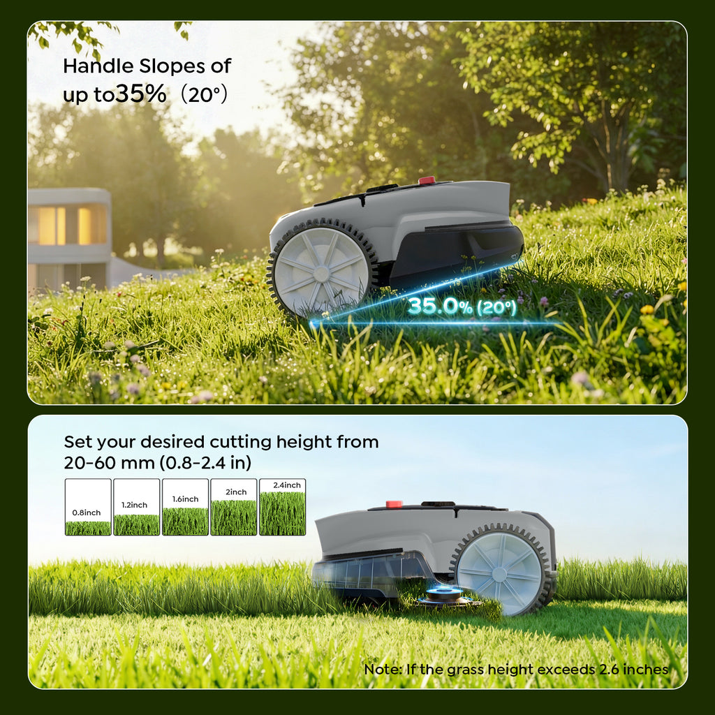 LEBOSBO V3 Robotic Lawn Mower, AI Vision Recognition Robot Lawn Mower with APP Control, Low-Noise Operation, Adjustable Cutting Height, No-Go Zones, for Small Lawns Up to 1600 Sq.Ft.