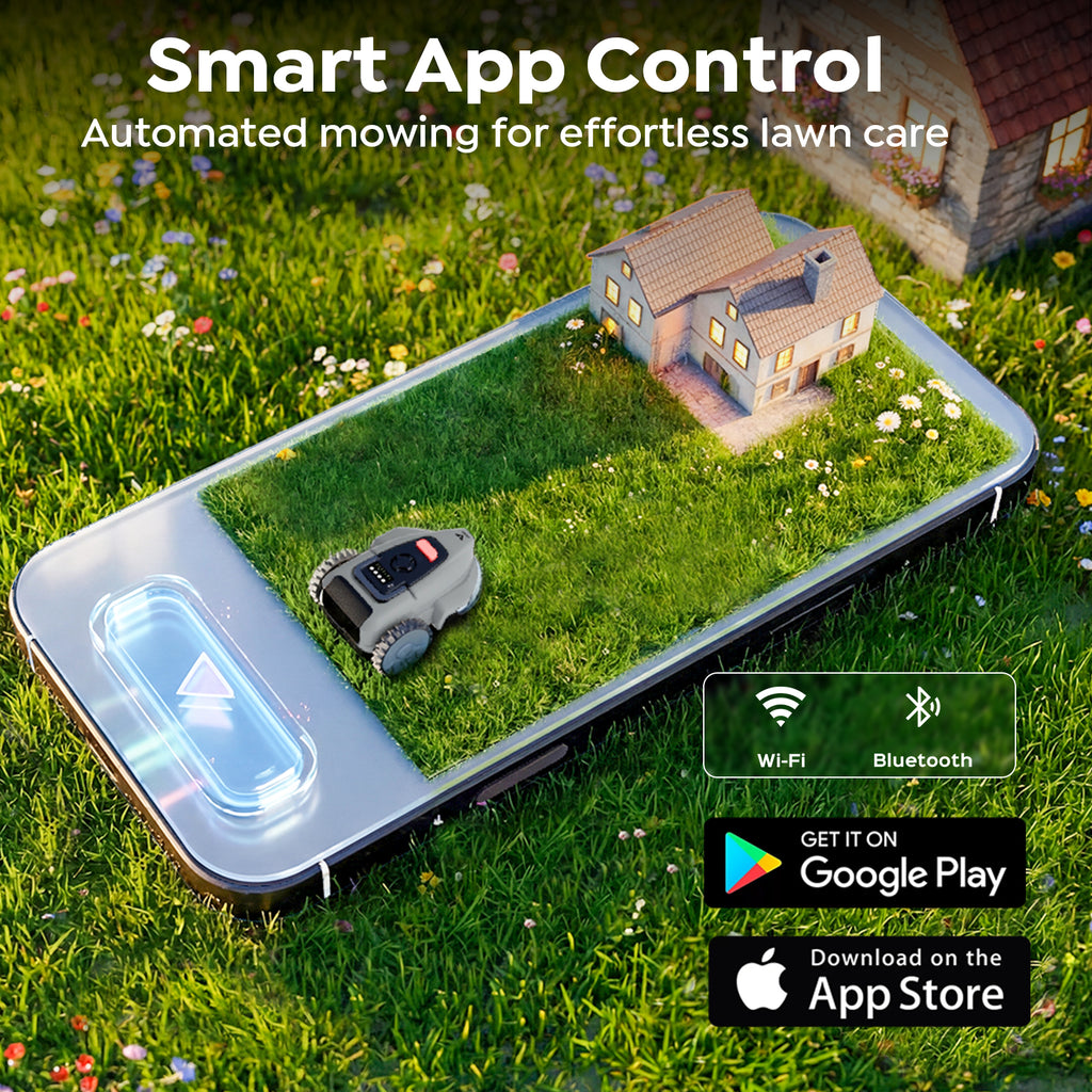LEBOSBO V3 Robotic Lawn Mower, AI Vision Recognition Robot Lawn Mower with APP Control, Low-Noise Operation, Adjustable Cutting Height, No-Go Zones, for Small Lawns Up to 1600 Sq.Ft.
