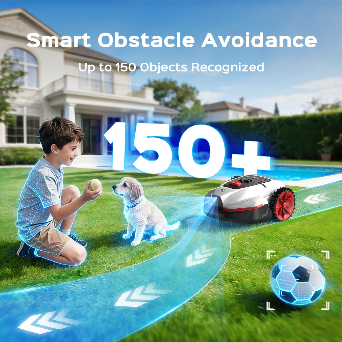 V3 Robotic Lawn Mower with AI Vision Obstacle Avoidance, Smart APP Control, Low-Noise Operation, Adjustable Cutting Height, NO-GO Zone Function