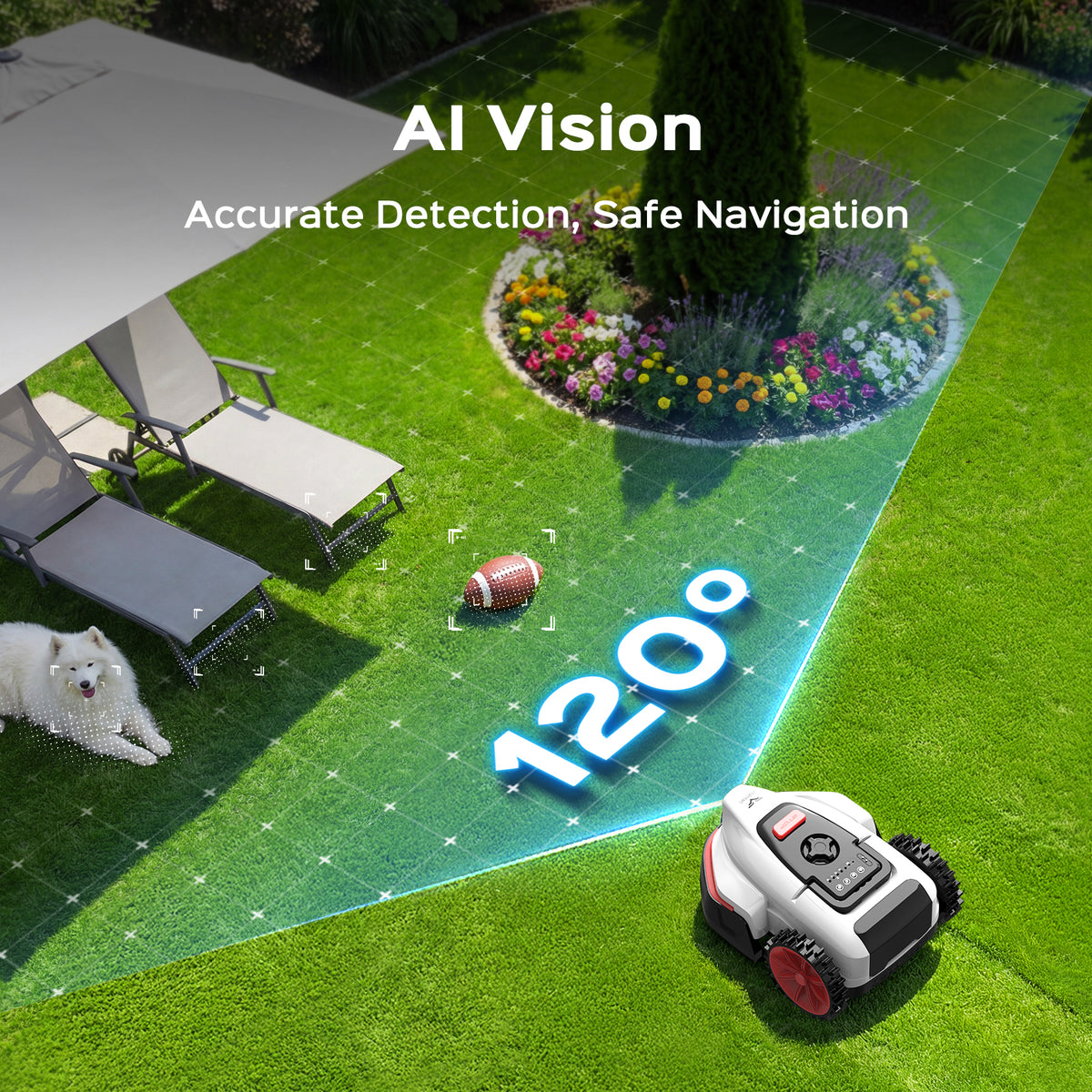 V3 Robotic Lawn Mower with AI Vision Obstacle Avoidance, Smart APP Control, Low-Noise Operation, Adjustable Cutting Height, NO-GO Zone Function