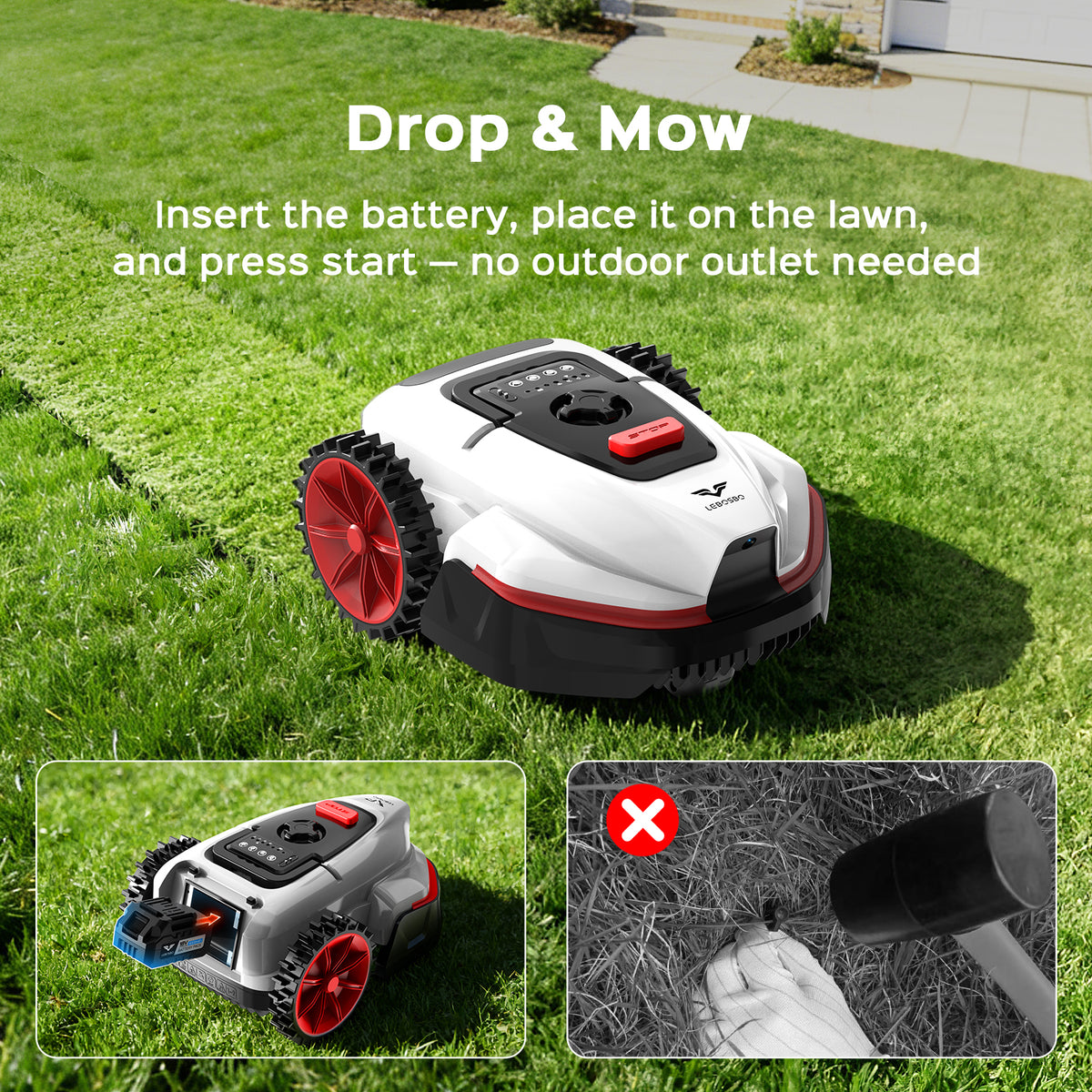 V3 Robotic Lawn Mower with AI Vision Obstacle Avoidance, Smart APP Control, Low-Noise Operation, Adjustable Cutting Height, NO-GO Zone Function