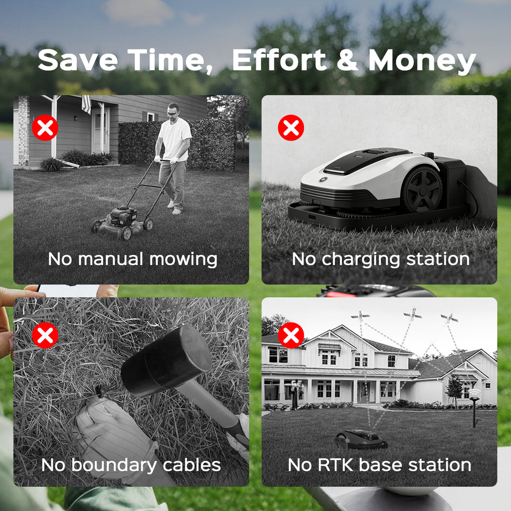 V3 Robotic Lawn Mower with AI Vision Obstacle Avoidance, Smart APP Control, Low-Noise Operation, Adjustable Cutting Height, NO-GO Zone Function